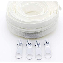 Leekayer #3 Fermoare spirale din nailon alb la c?iva metri n vrac 10 yarzi cu 25 buca?i glisoare pentru bricolaj, croitorie, cusut, me?te?uguri