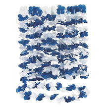 Bl? og hvid Hawaiian Flower Leis - S?t med 12 - Luau Party og School Spirit Supplies