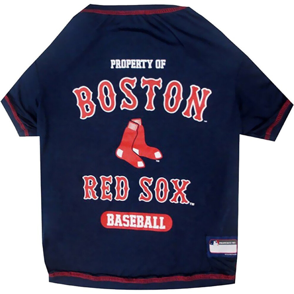 T-shirt pour chien MLB Boston RED SOX, taille S. - T-shirt sous licence pour animaux de compagnie aux couleurs de l'?quipe avec les logos de l'?quipe