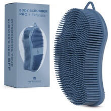 MainBasics Scrubber Esfoliante in Silicone 2-in-1 per Doccia, Loofah e Esfoliante (Blu Scuro)