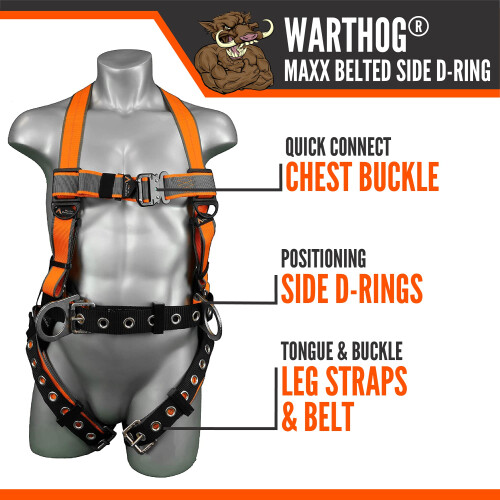 Malta Dynamics Warthog MAXX Πλαϊνός D-Ring Ιμάντας Ασφαλείας με Αφαιρούμενη Ζώνη (XX-Large) 2
