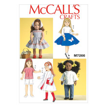 Padr   es de McCall M7266 18 """" Roupas de boneca retr    Um tamanho