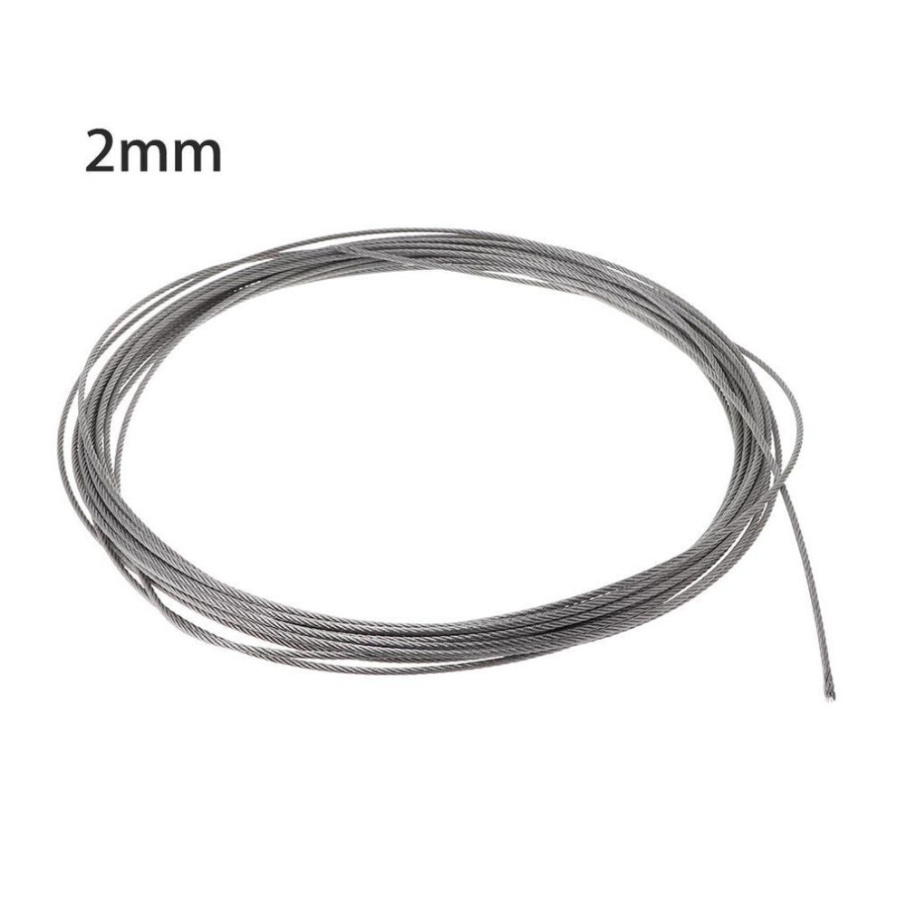 (2mm) New 10m 304 Stainless Steel Wire Rope Soft Fishing Lifting Cable 7x7 Clothesline