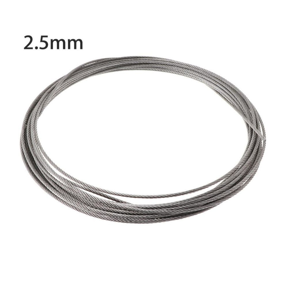 (2.5mm) New 10m 304 Stainless Steel Wire Rope Soft Fishing Lifting Cable 7x7 Clothesline