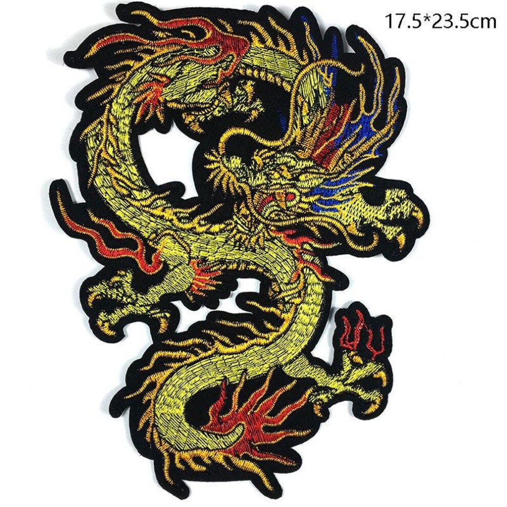 Chinese Style Gold Dragon Cloth Stickers Flying Dragon Embroidery Patch Decal Cheongsam Embroidery