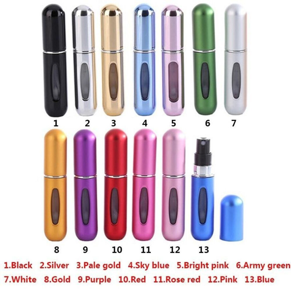 (blue) 10colors Portable Mini Empty Refillable Perfume Atomizer Bottle Travel Scent Pump Portablespray Case