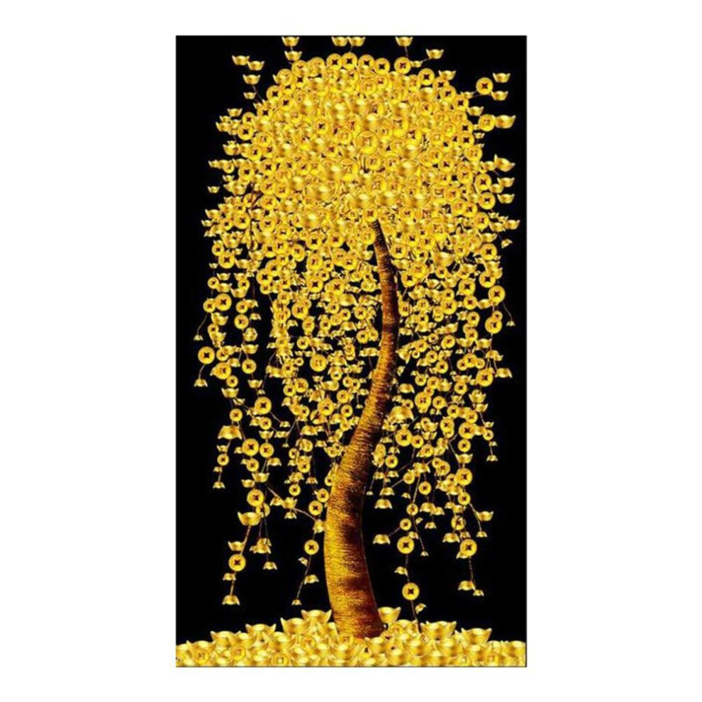 (as the picture, 20x40cm) Nordic Art Golden Tree Rich Money Canvas Painting Wall Art Posters Prints Wall Pictures For Living Room Home Wall Cuadros Decor