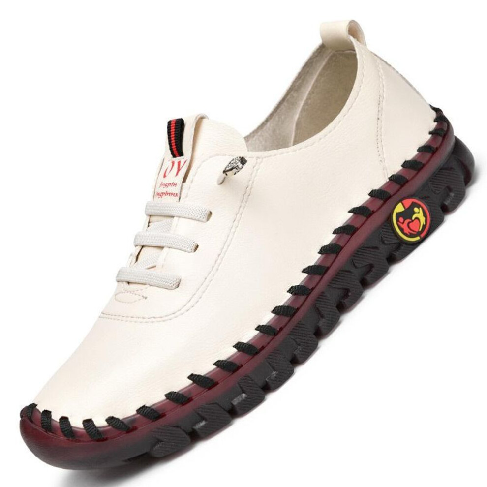 (white, 35) Sneakers Women Shoes Platform Loafers Lace Up Leather Flat Slip-on New Spring Casual Mom Shoe