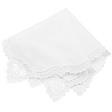 Milesky White Wedding Lenkerchief Pure Cotton Soft Ladies Hanky com Crochet Lace CH09
