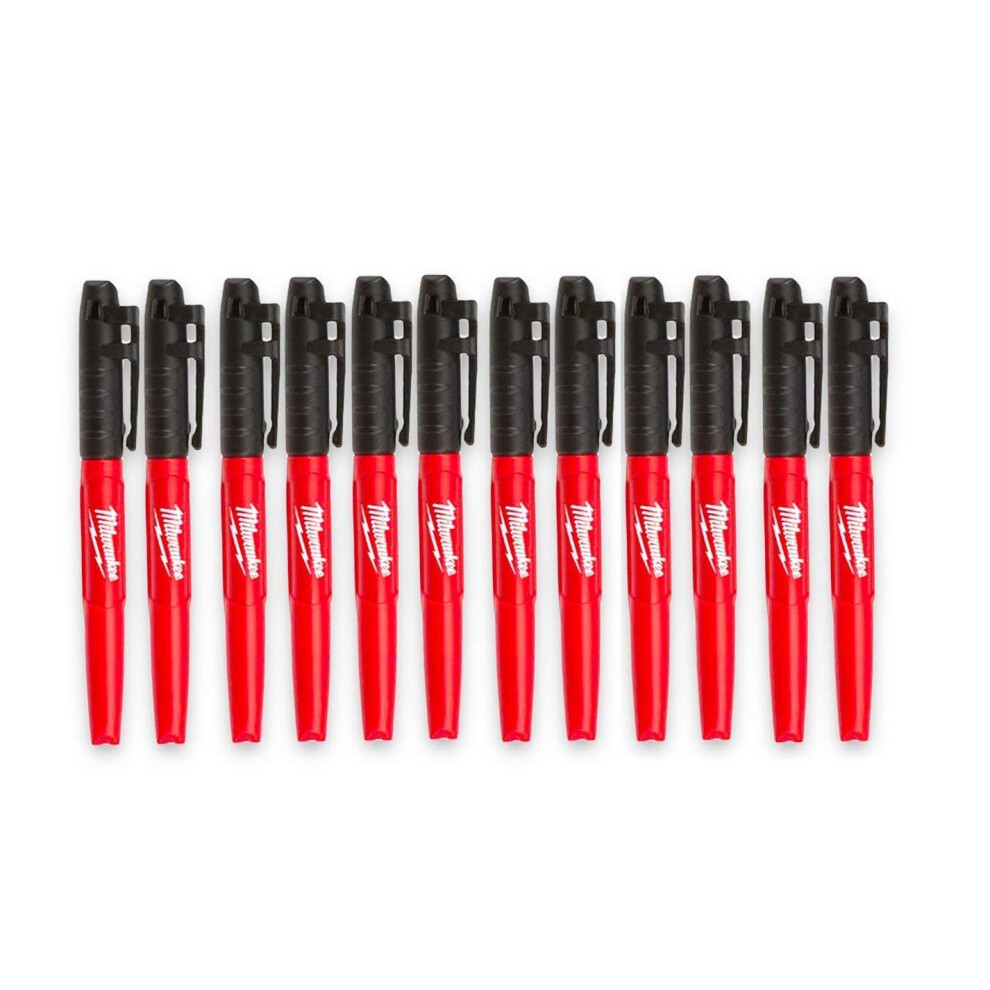 Milwaukee Inkzall Point Markers  Fine  Black (12 Pack  Black)
