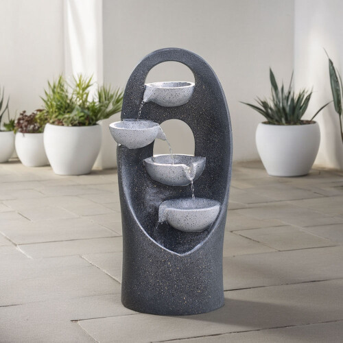 Outdoor Solar Water Feature LED Fountain Waterfall Pump Statue