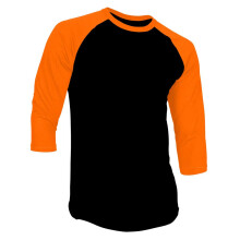 Ny rad 3/4 rm Sltt T-shirt baseball tee raglan trja sportmn tee (m svart orange)