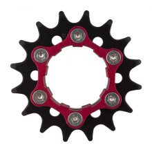 Origin8 Ultim8 Single Speed Cassette Tandwiel met 6b Schijfbevestiging, 16t x 3/32", Zwart/Rood