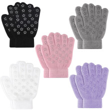 ONESINg Lot de 5 paires de gants pour enfants Gants en tricot pour enfants Gants d'hiver extensibles