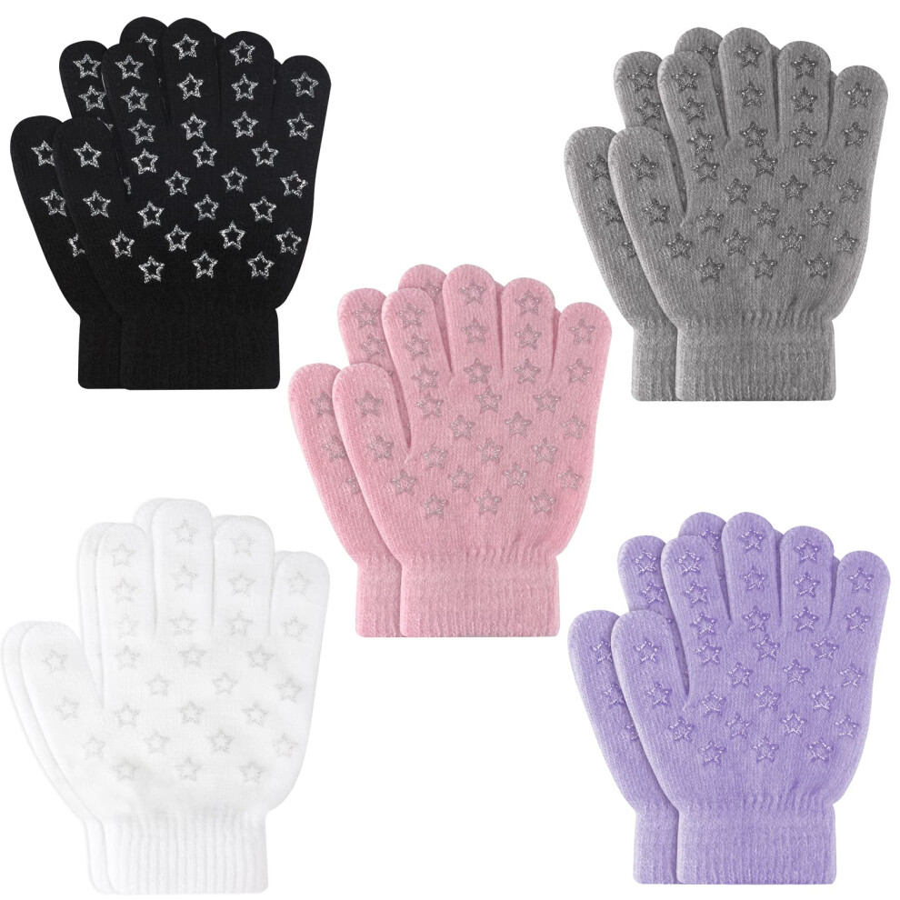 ONESINg 5 Pairs Kids gloves Knit gloves for Kids Winter gloves Stretch