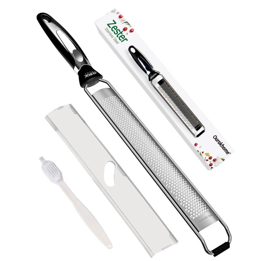 Ourokhome Kitchen Lemon Zester  Stainless Steel Hand Held Parmesan Cheese Grater for Ginger  Chocolate  Coconut  Lime  Nutmeg  Citrus  Fruit  Vegetabl