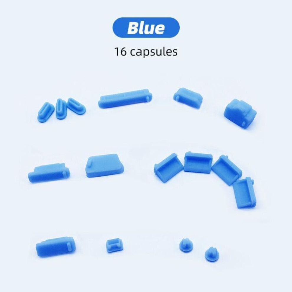 (blue) Hdoolink 16pcs Anti-dust Plug Notebook Dustproof Stopper Laptop Universal Usb Dust Plug Computer Interface Waterproof Cover