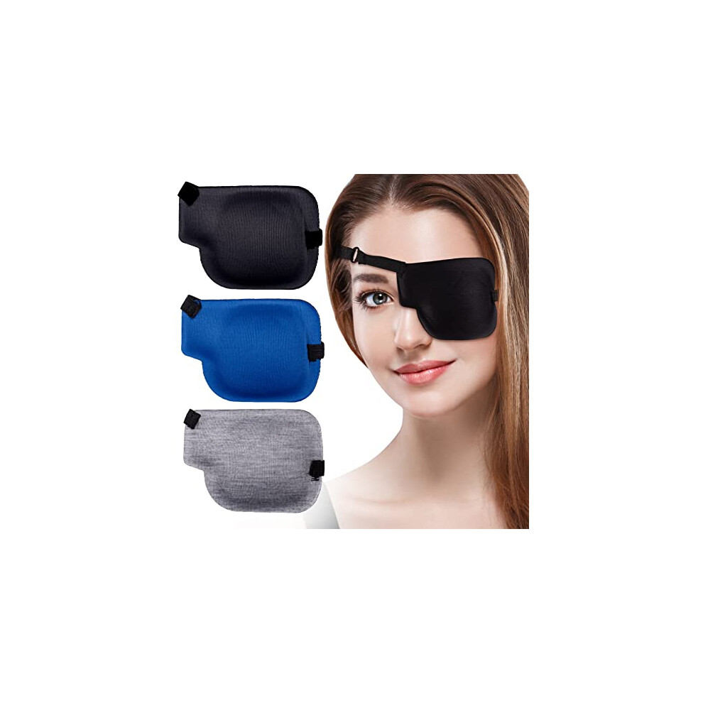 Pagow 3 Toppe Per Occhi 3D Per Adulti, Regolabili Per Occhi Pigri, Grandi Neri, Grigi, Blu (Occhio Sinistro)-image