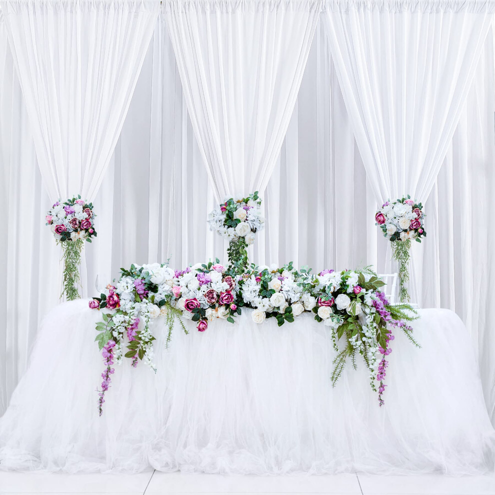 Rideau de fond blanc infroissable en polyester Ph de 20 pi x 10 pi