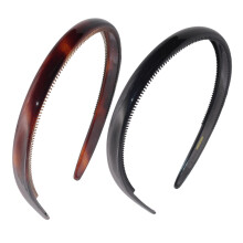 Parcelona Bandeaux Tête Tortoise Shell Marron et Noir 1/2" Large Celluloïd Fabriqué en France Set de 2