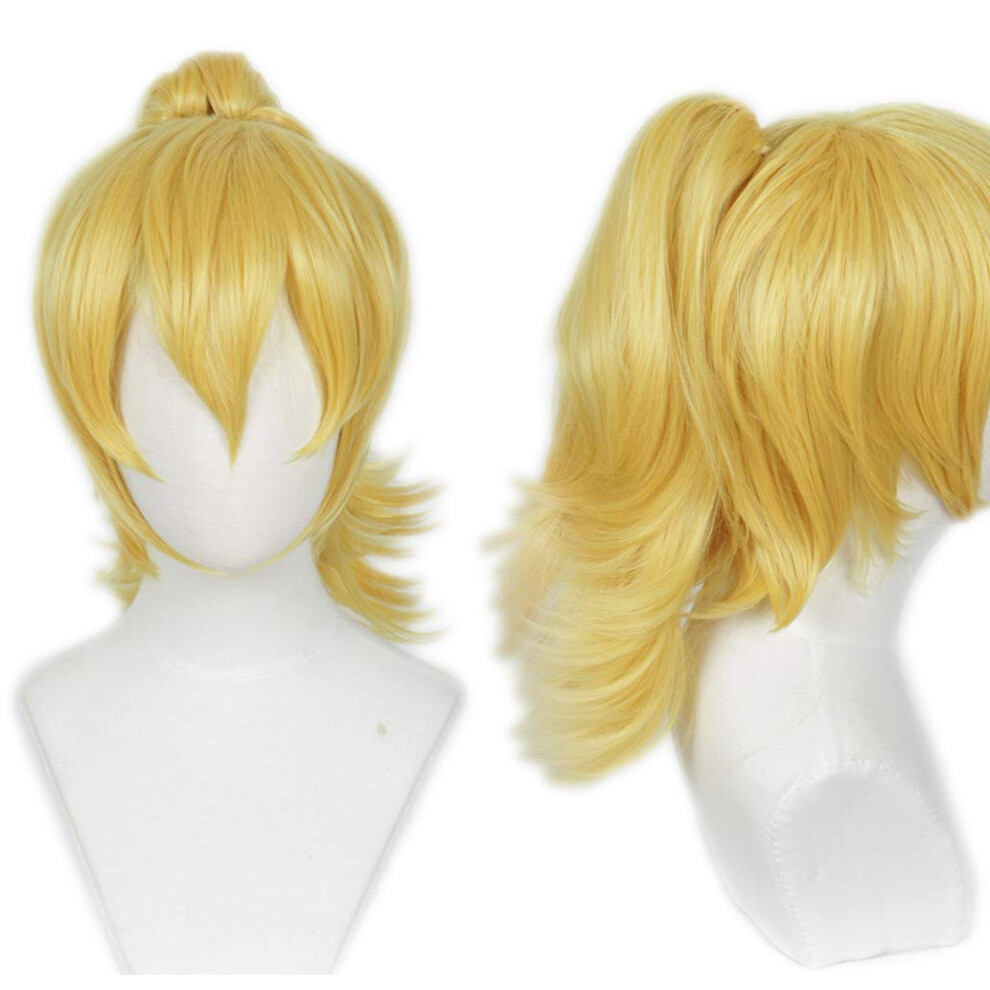 Futa Fata Unisex Linfairy Short Blonde Wig With Ponytail Halloween Cosplay Costume Wig For Women
