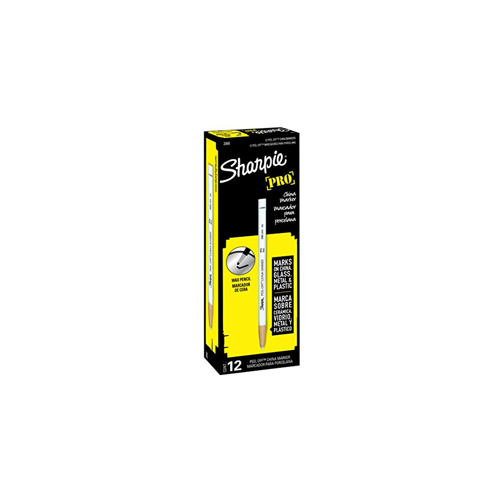 Sharpie Peel Off China Marker  White  12 Count
