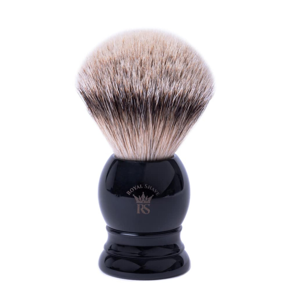 Barbear Real Black Royal Shave Pb9 Silvertip Badger Shaving Brush - Classic Wet Shaving Brush (Black)
