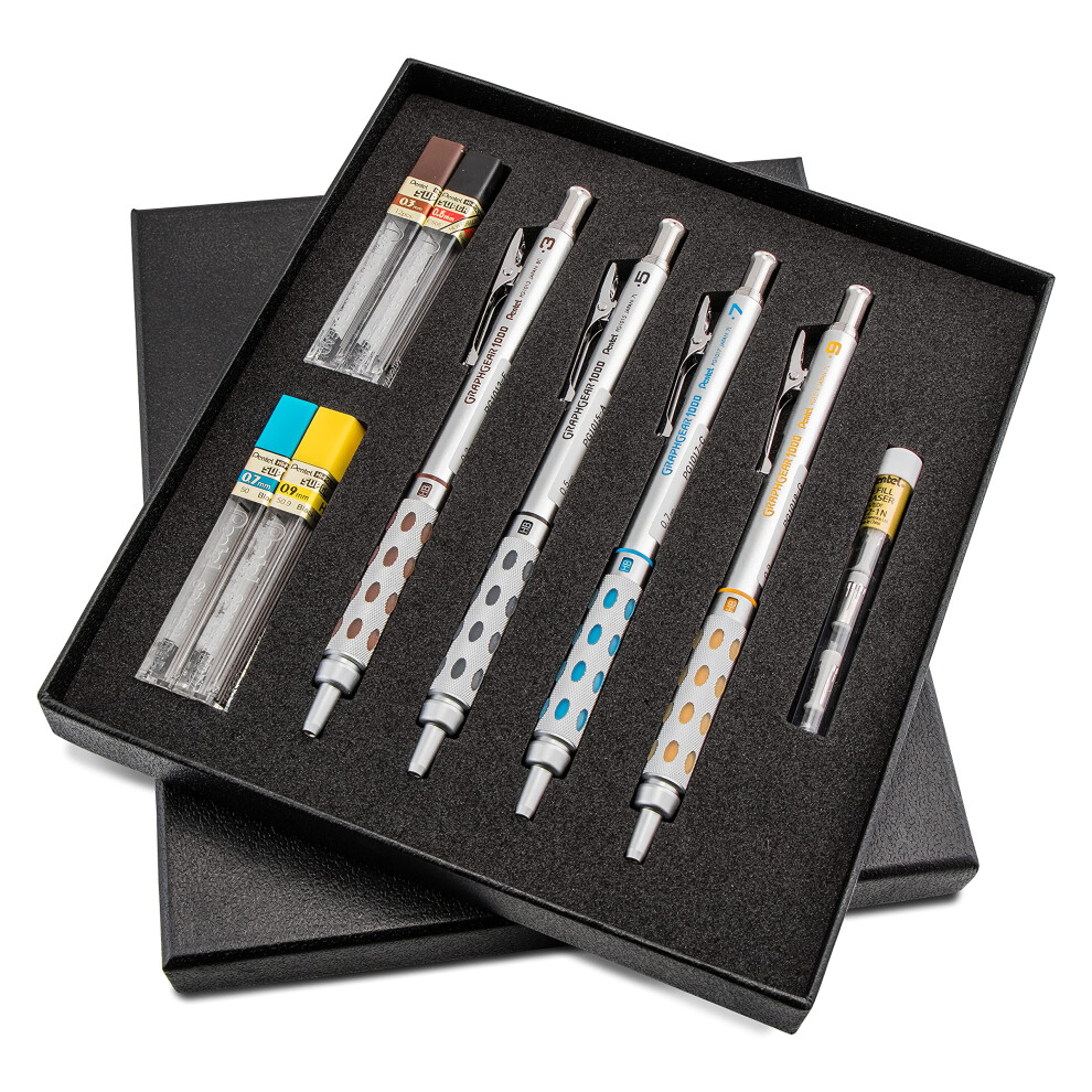 Pentel Arts GraphGear 1000 Premium Gift Set with Refill Leads & Eraser