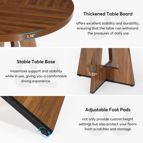 Tribesigns Tribesigns Round Dining Table for Dining Room 120 cm Tables for 4 1