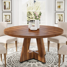 Tribesigns Round Dining Table for Dining Room 120 cm Tables for 4