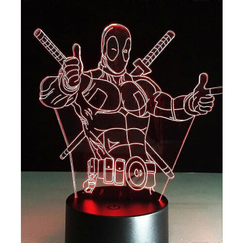 Deadpool Kids Bedroom Nightlight Table Lamp 3d Led Night Light Usb