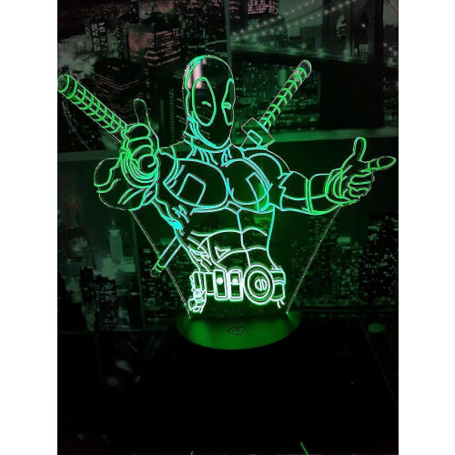 Deadpool Kids Bedroom Nightlight Table Lamp 3d Led Night Light Usb 2