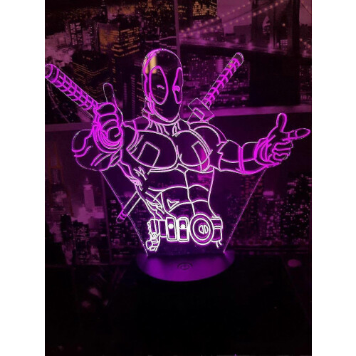 Deadpool Kids Bedroom Nightlight Table Lamp 3d Led Night Light Usb 1