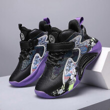 (36, Black) Kids Basketball Shoes Fashion Boys Girls Sneakers Breathable Sport Shoes 2L2023