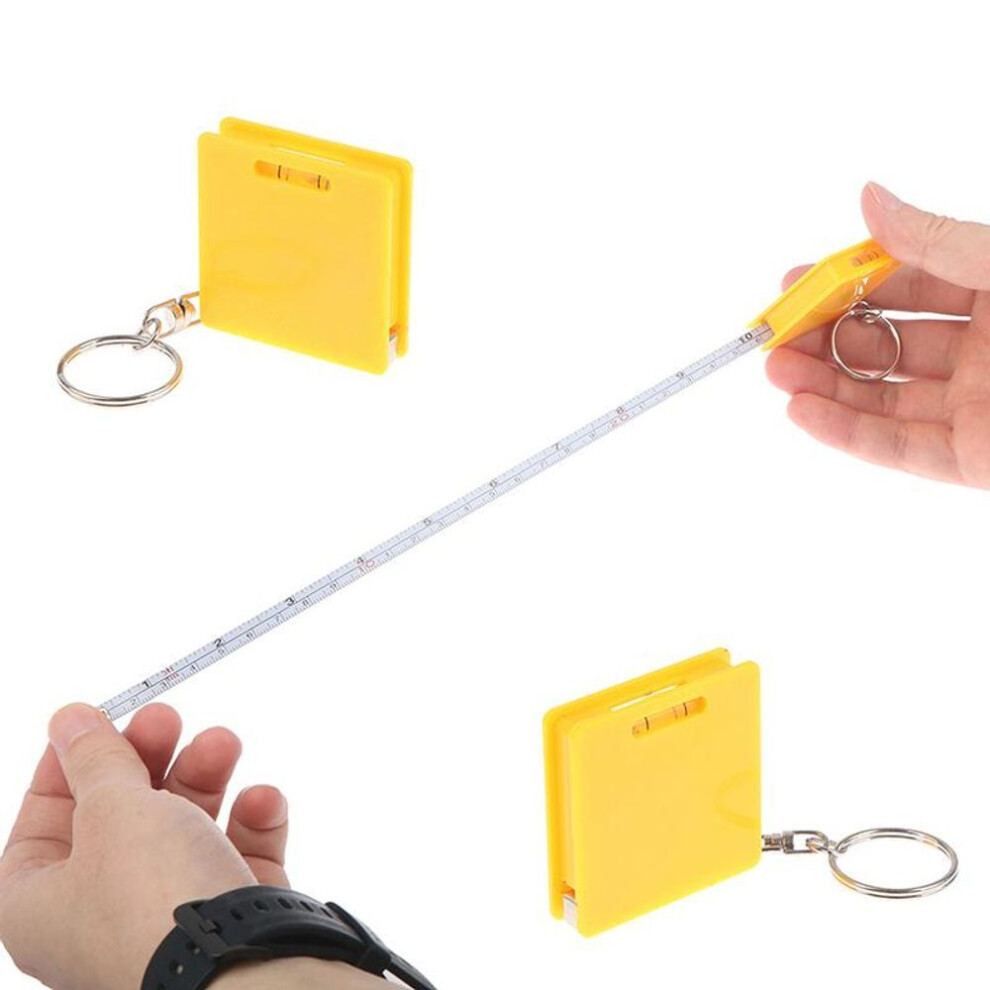 1m Mini Multifunctional Keychain Square Steel Tape Measure With Gradienter