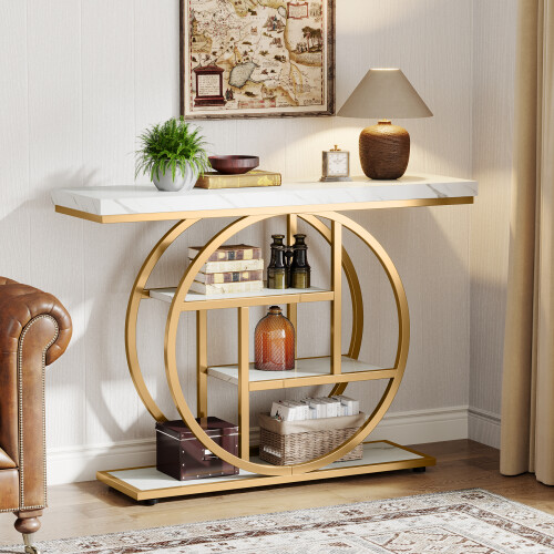 Tribesigns Tribesigns Console Table, 105 cm Industrial 4-Tier Sofa Table