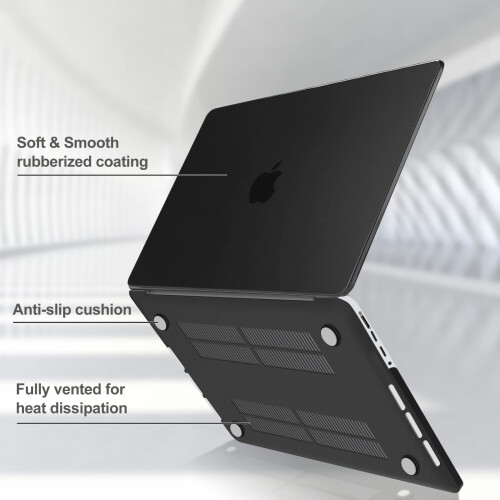 ProCase para MacBook Pro 14 polegadas 2023 2022 2021 M3 A2918 A2992 M2 A2779 M1 A2442, Capa Dura Slim e Protetor de Teclado - Preta 2