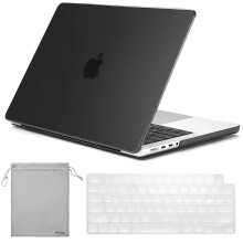 ProCase para MacBook Pro 14 polegadas 2023 2022 2021 M3 A2918 A2992 M2 A2779 M1 A2442, Capa Dura Slim e Protetor de Teclado - Preta