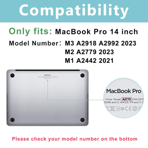ProCase para MacBook Pro 14 polegadas 2023 2022 2021 M3 A2918 A2992 M2 A2779 M1 A2442, Capa Dura Slim e Protetor de Teclado - Preta 1