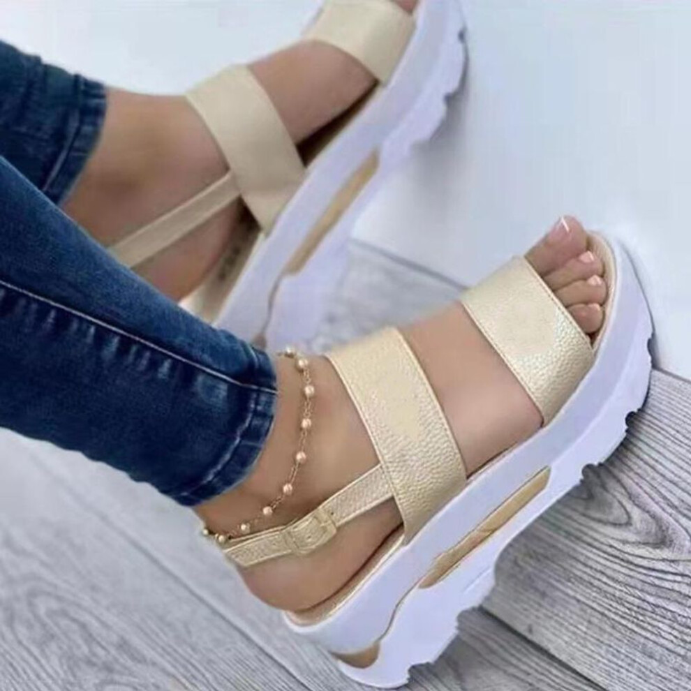 (gold, 39) Women Sandals Women Heels Sandals With Platform Shoes Summer Sandalias Casual Wedges Shoes For Women Elegant