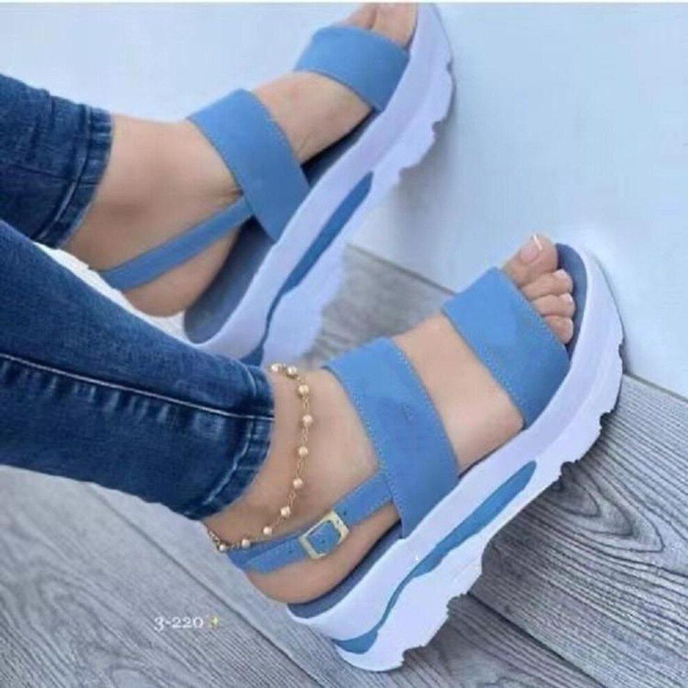 (blue, 43) Women Sandals Women Heels Sandals With Platform Shoes Summer Sandalias Casual Wedges Shoes For Women Elegant