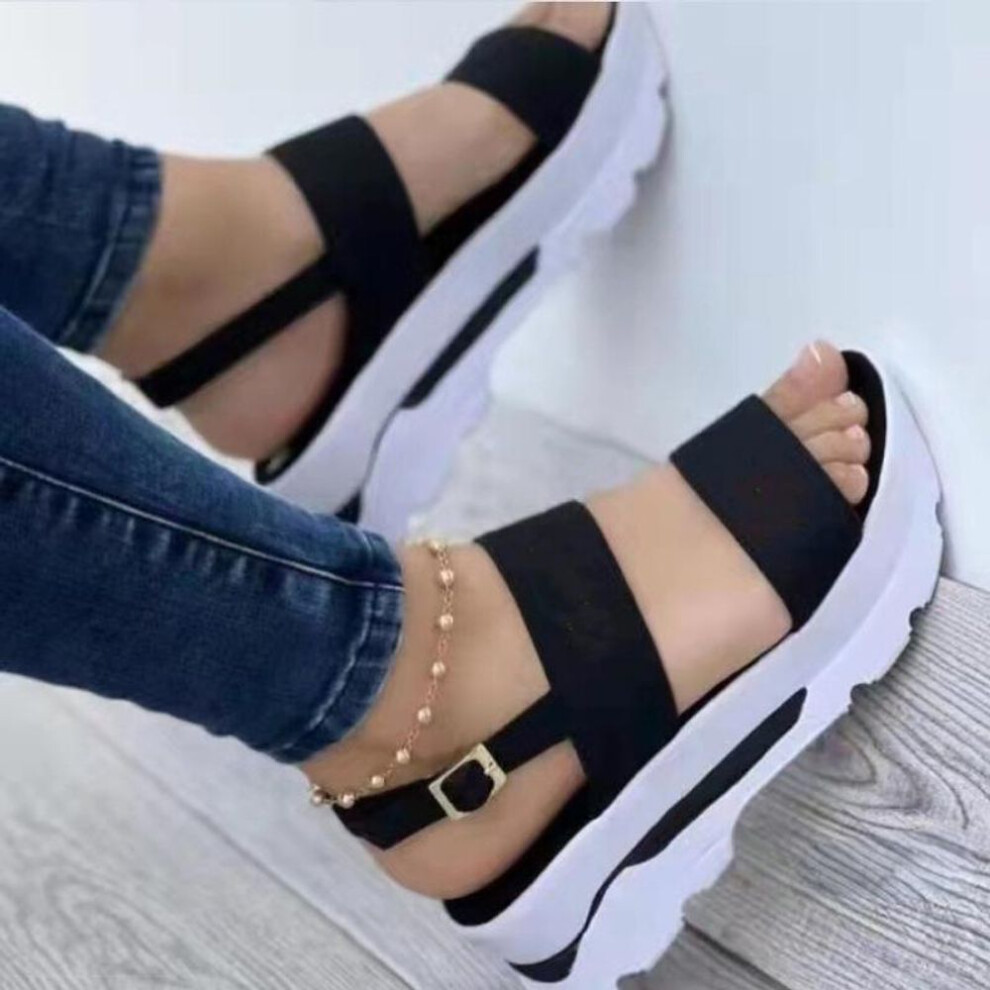(black, 36) Women Sandals Women Heels Sandals With Platform Shoes Summer Sandalias Casual Wedges Shoes For Women Elegant