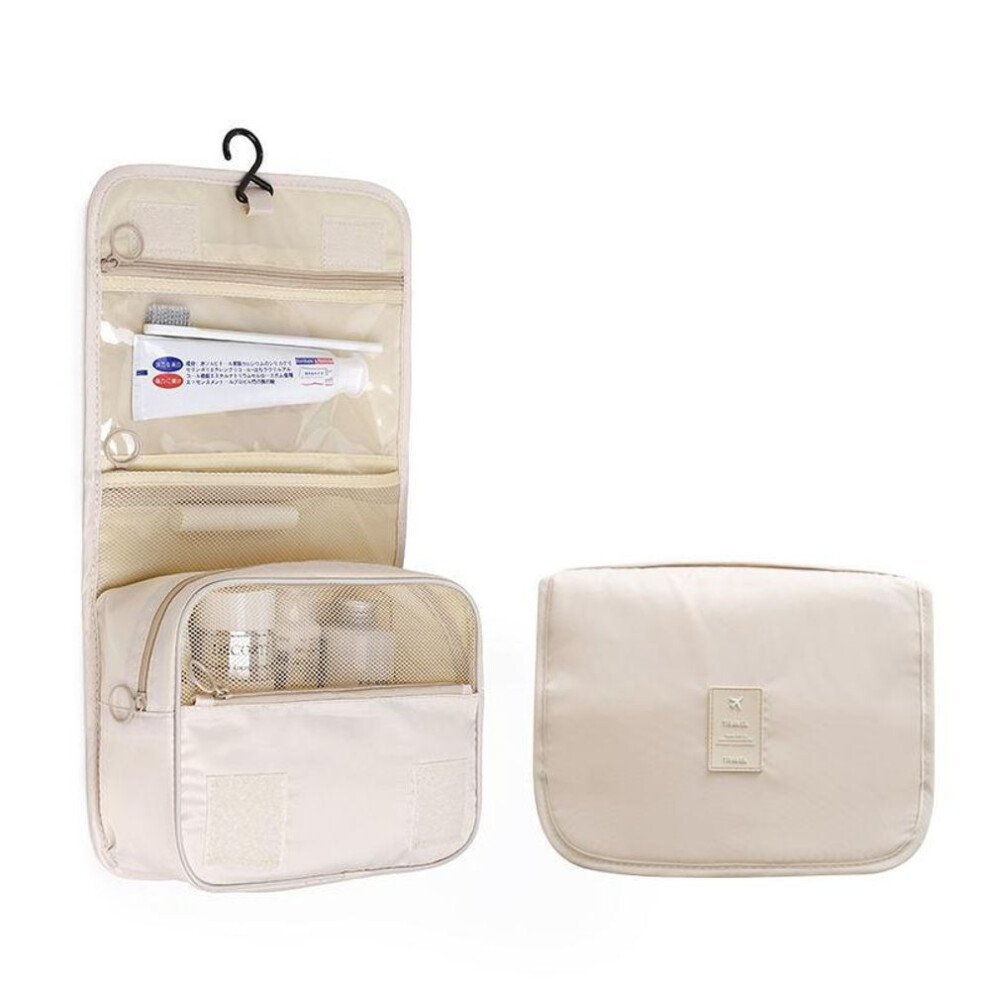 (beige) Cosmetic Bag Female Large-capacity Portable Ins Multi-function Waterproof Storage Bag for Outing and Travel Wash Bag