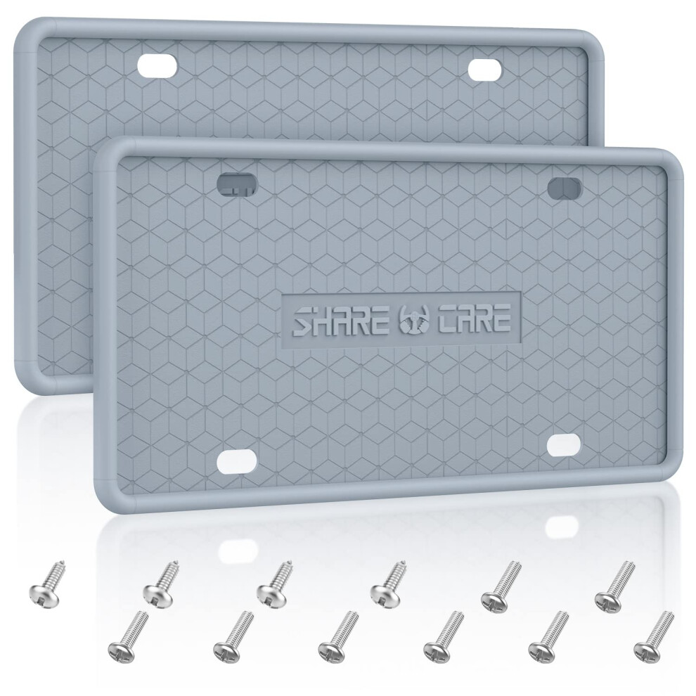 Qiqamole 2 Pack Silicone License Plate Frame Front Back License Plate Cover License Plate Bracket Holder Rustproof Rattlepr 771077522275