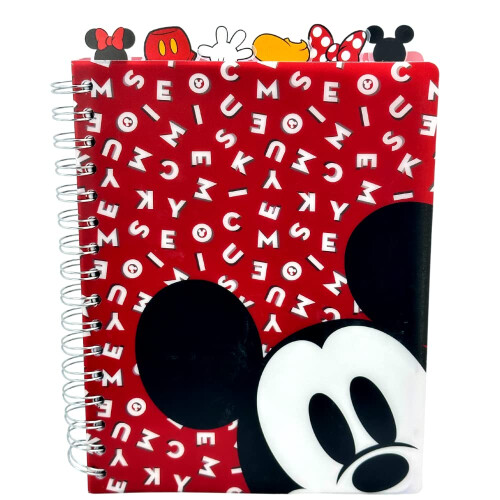 Projetos inovadores Disney Minnie e Mickey Mouse Journal Notebook Spiral Bound 144 P   ginas ladeadas 8 x 7 polegadas vermelhas