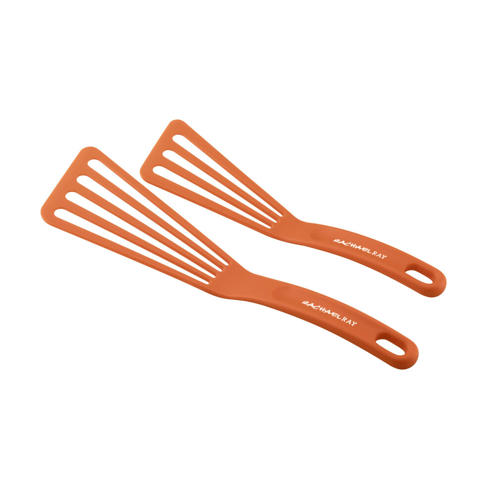 Rachael Ray Kitchen Tools and Gadgets Nylon Cooking Utensils/Spatula/Fish Turners 2 Piece Orange