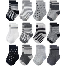 RATIVE Confezione da 12 calzini in cotone per neonati, bambini, ragazzi e ragazze, unisex (1-3T, 12 paia/RU-3CUN)
