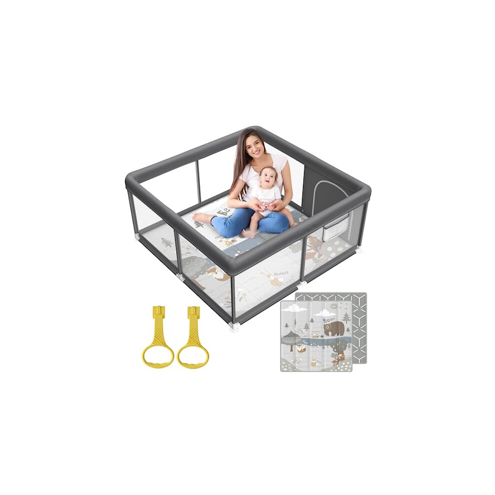 Fodoss Baby Playpen with Mat  Small Play Pen(47x47inch)  for Babies an
