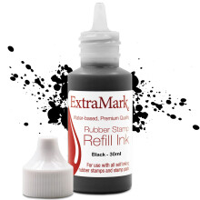 ExtraMark Premium Stämpel Refill Bläck för Självstämplande Stämplar och Stämpelpads, 30 ml, Svart Bläck.