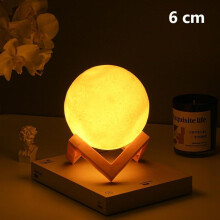 (6*6*6cm) 3D Moon Night Light Rechargeable Moon Lamp Bedroom Led Study Table Lamp Warm Light Bed Lamp Desk Lamp Home Decor